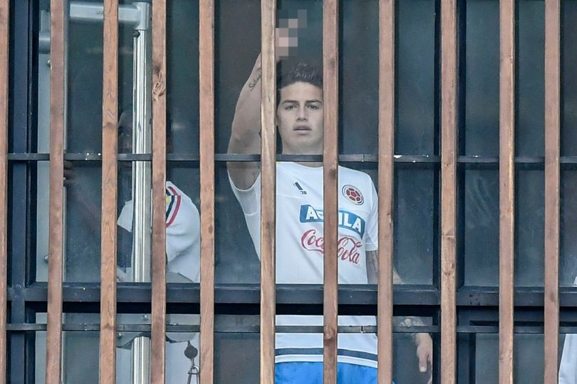 James Rodriguez gestures towards the media in Bogota (Photo: AFP/Getty Images)
