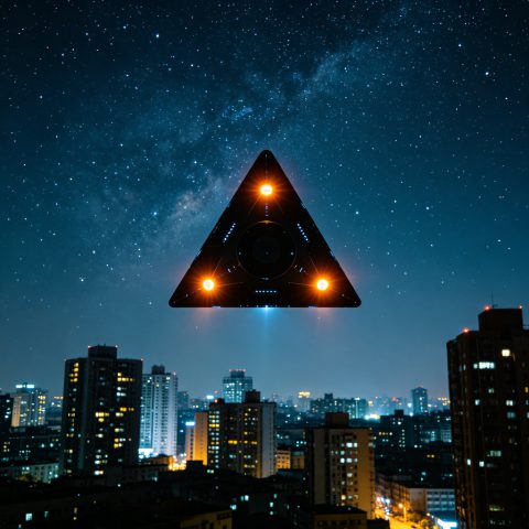 三角形 UFO 城市夜空